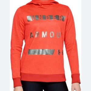 Under Armour Women's orange Sweater hoodie cowl neck shiny logo